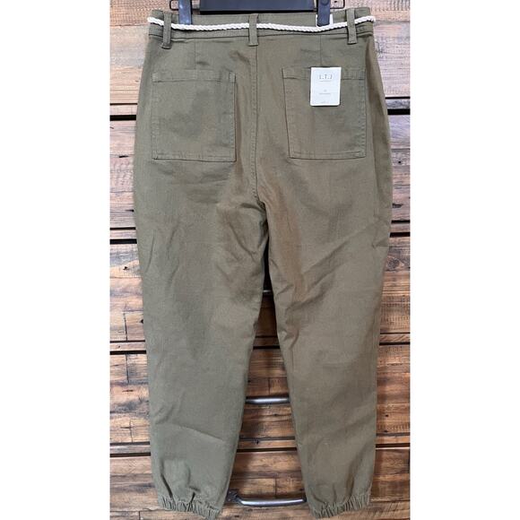 L.T.J. Letter To Juliet Women's Crop Zip Ankle Utility Joggers in Moss Sz L NWT - Picture 2 of 13